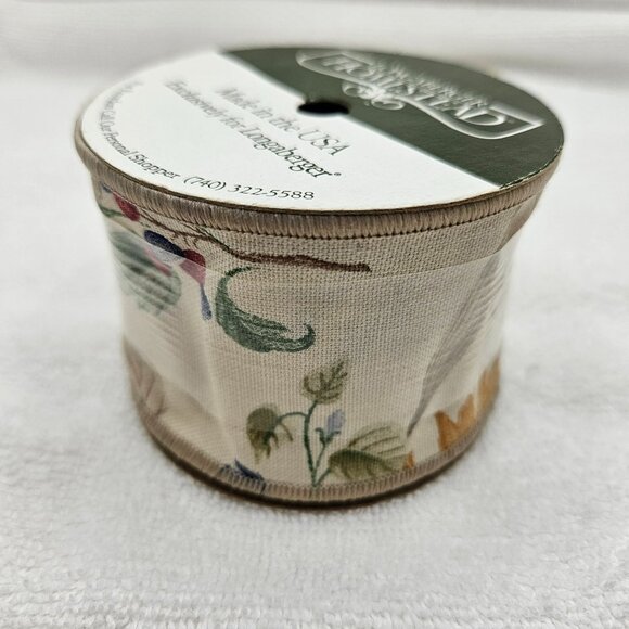 Longaberger Homestead Ribbon Botanical Fields Wired Ribbon 2 ¼”x9’ 100% Cotton - Picture 1 of 7